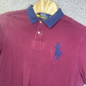 Polo By Ralph Lauren Polo Shirt Mens 2XL Red Big Pony Custom Fit Cotton Knit